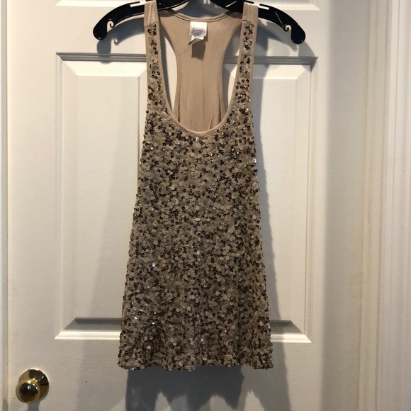 Taupe sequin tank top - Picture 1 of 3